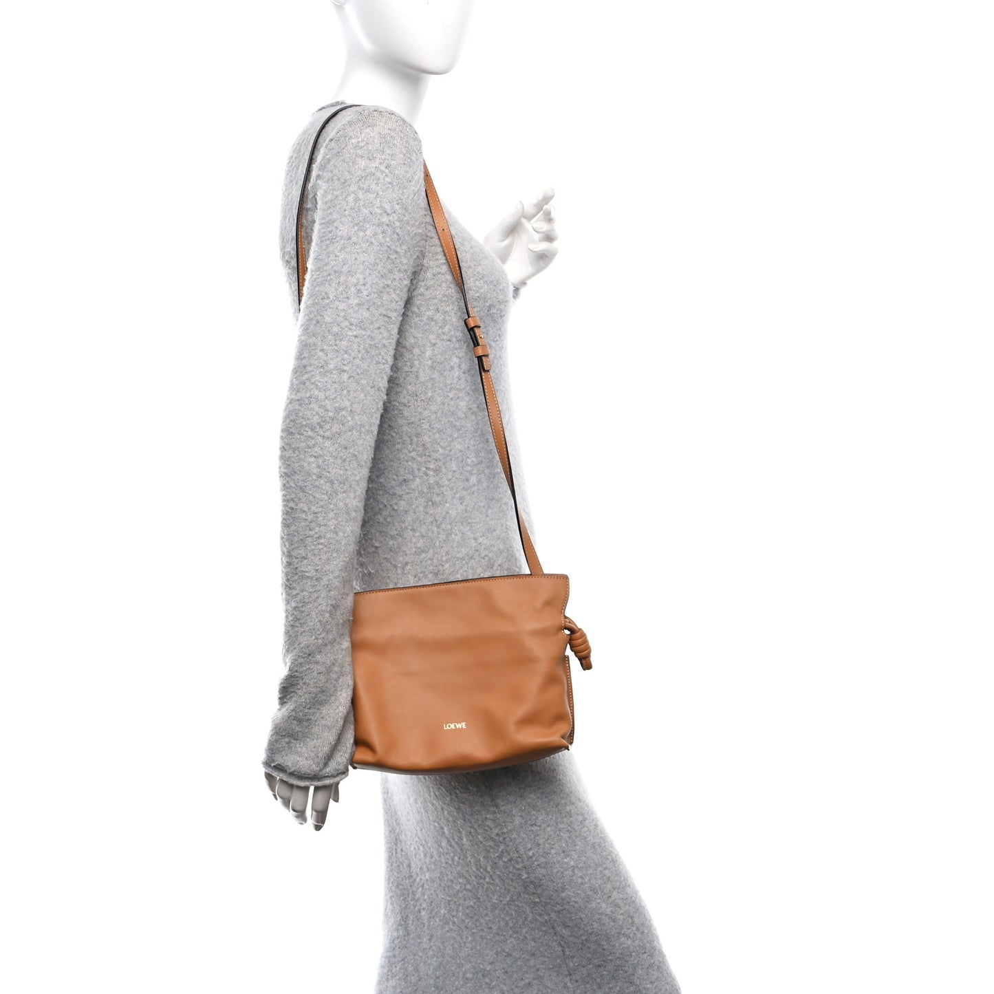 Calfskin Mini Flamenco Knot Clutch Warm Desert