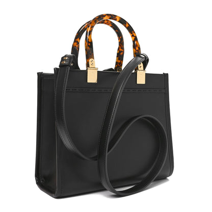 Fendi Vitello King Plexiglass Logo Embossed Small Fendi Sunshine Shopper Tote Black 3 of 10