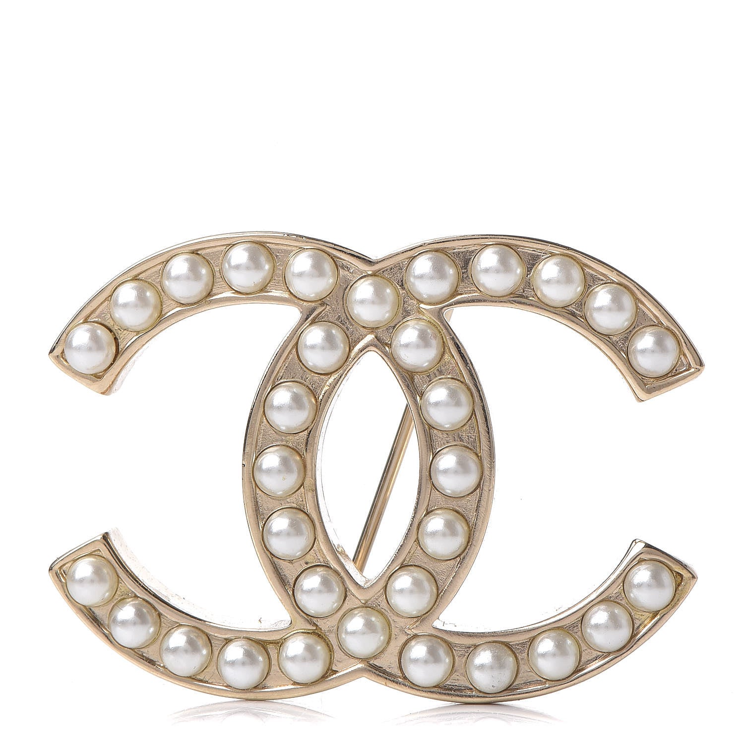 Chanel Pearl CC Brooch Light Gold 1 of 4