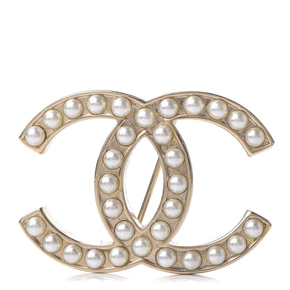 Chanel Pearl CC Brooch Light Gold 1 of 4