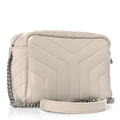 Saint Laurent Calfskin Y Quilted Monogram Small Loulou Bowling Bag Ivory 3 of 12