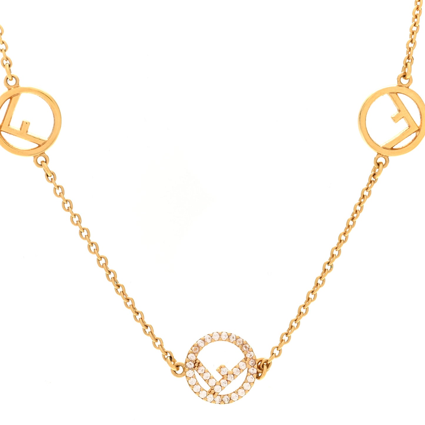 Metal Crystal F is Fendi Necklace Gold