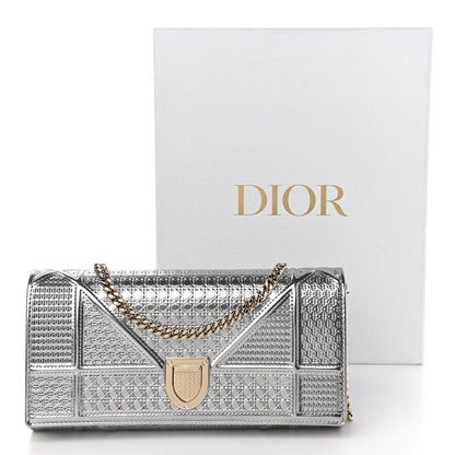 Christian Dior Metallic Patent Micro-Cannage Diorama Croisiere Chain Wallet Silver 12 of 12
