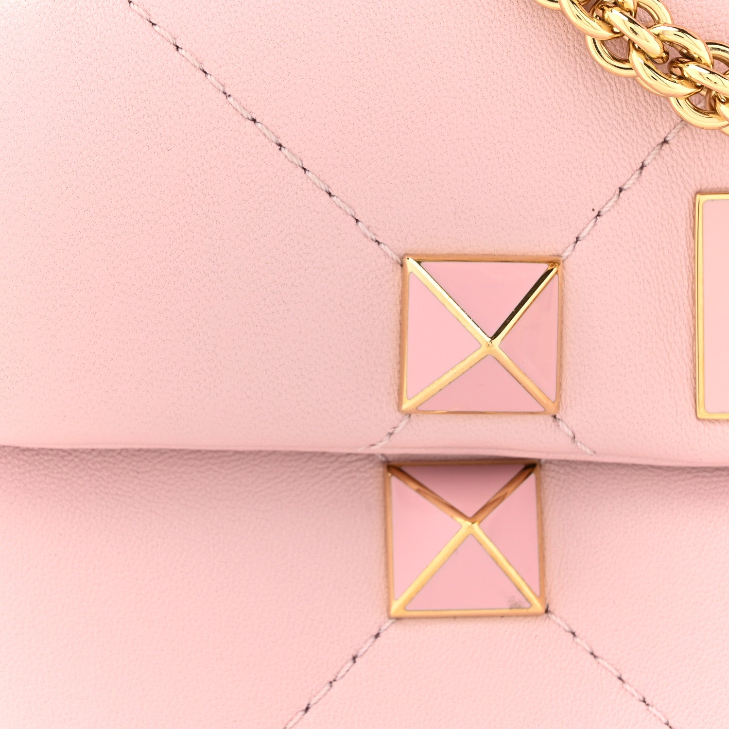 Valentino Garavani Nappa Enamel Medium Roman Stud Shoulder Bag Rose Quartz 7 of 11