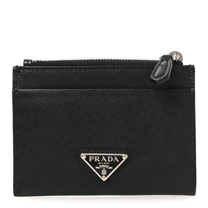 Prada Saffiano Triangle Zip Card Holder Black 2 of 20