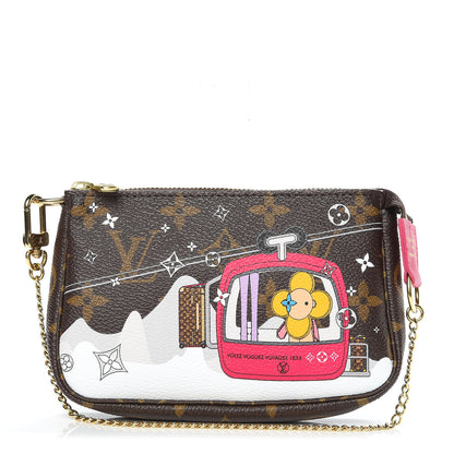 Louis Vuitton Monogram 2019 Christmas Animation Mini Courchevel Pochette Accessories Fuchsia 1 of 8