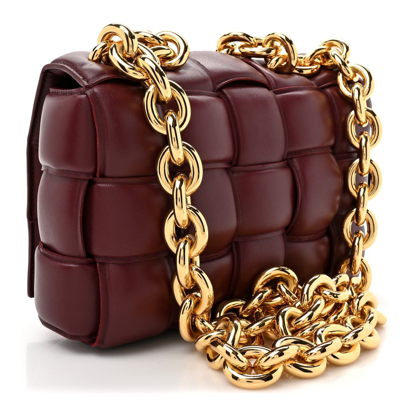 Lambskin Maxi Intreccio Padded Chain Cassette Crossbody Bag  Barolo