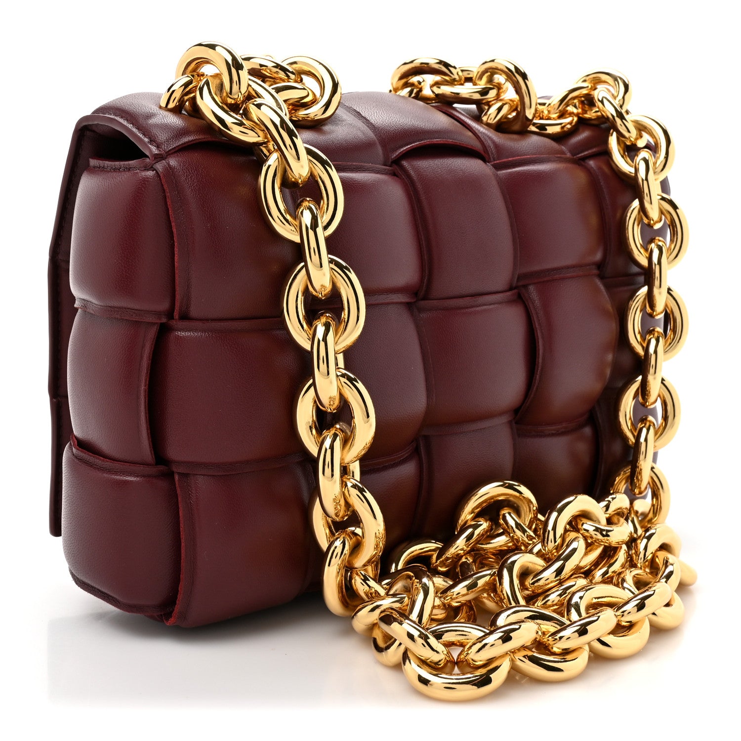 Bottega Veneta Lambskin Maxi Intreccio Padded Chain Cassette Crossbody Bag  Barolo 3 of 9