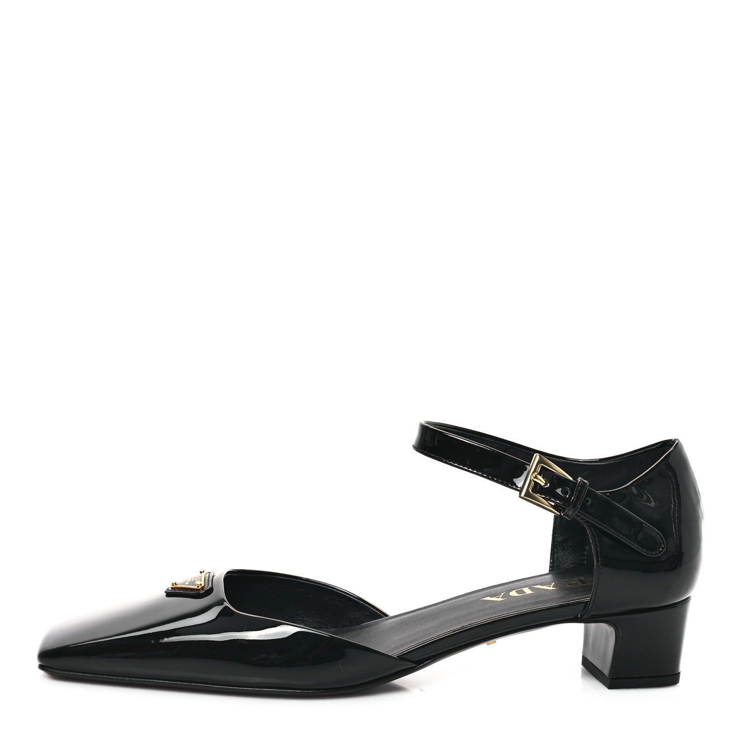 Prada Patent Triangle Squared Toe 35mm Pumps 38 Black 1 of 8
