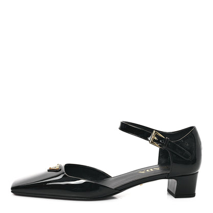 Prada Patent Triangle Squared Toe 35mm Pumps 38 Black 1 of 8