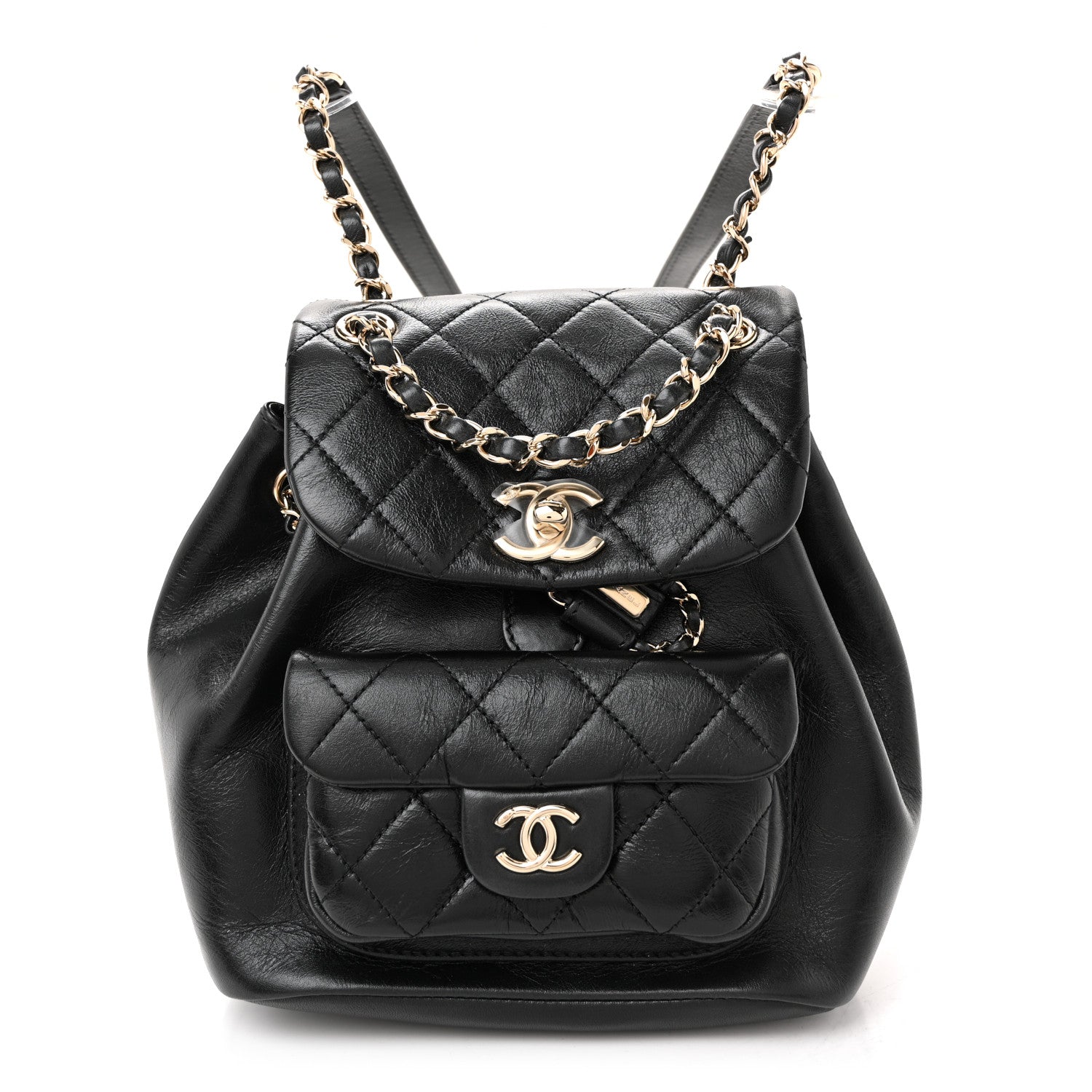 Chanel Glazed Aged Calfskin Quilted Small Duma Drawstring Backpack Black 1 of 11