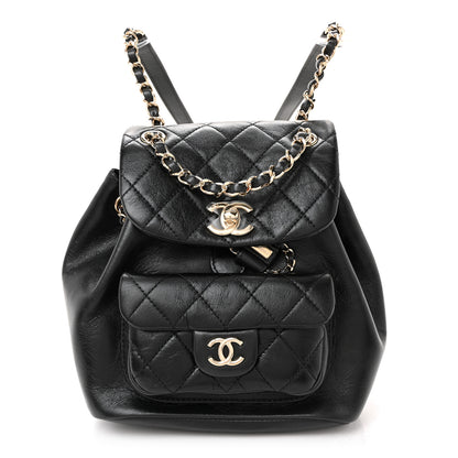 Chanel Glazed Aged Calfskin Quilted Small Duma Drawstring Backpack Black 1 of 11