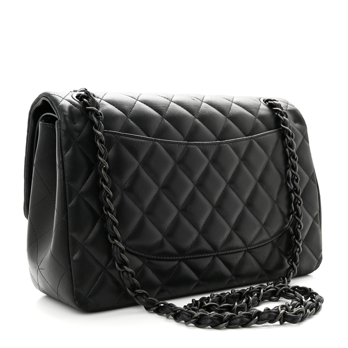 Lambskin Quilted Jumbo Double Flap So Black