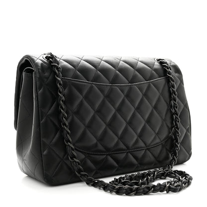 Chanel Lambskin Quilted Jumbo Double Flap So Black 3 of 15
