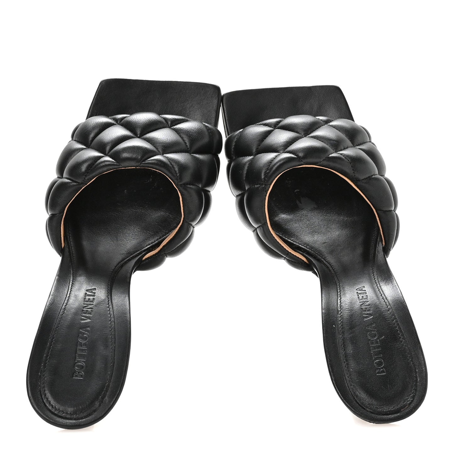 Nappa Matelasse Padded Mule Sandals 36 Black