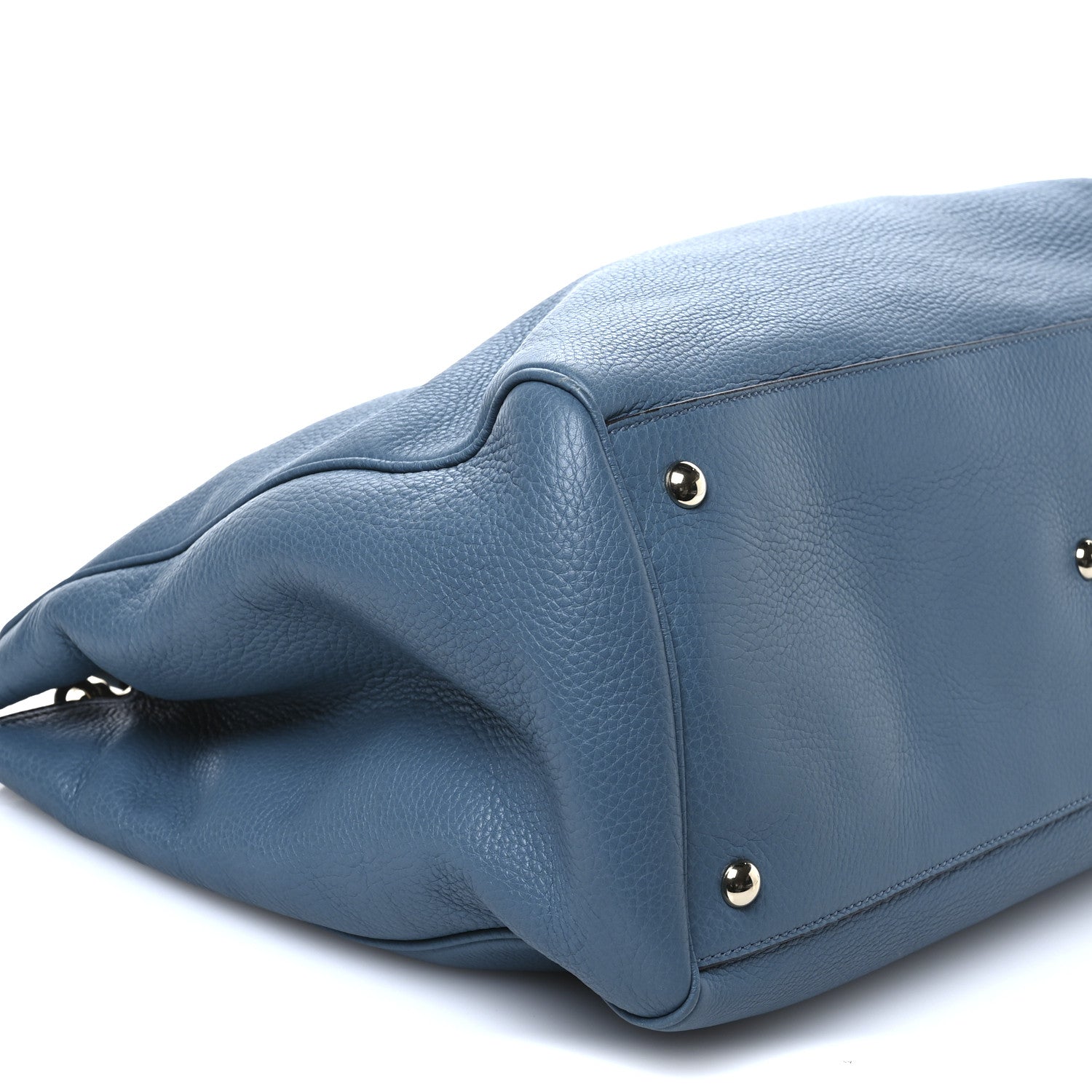 Gucci Pebbled Calfskin Large Bamboo Shopper Tote Light Blue 8 of 12