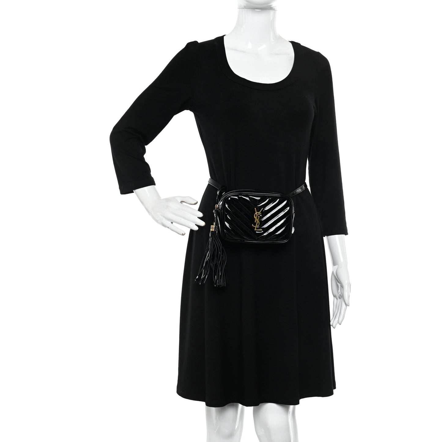 Patent Matelasse Monogram Lou Belt Bag Black