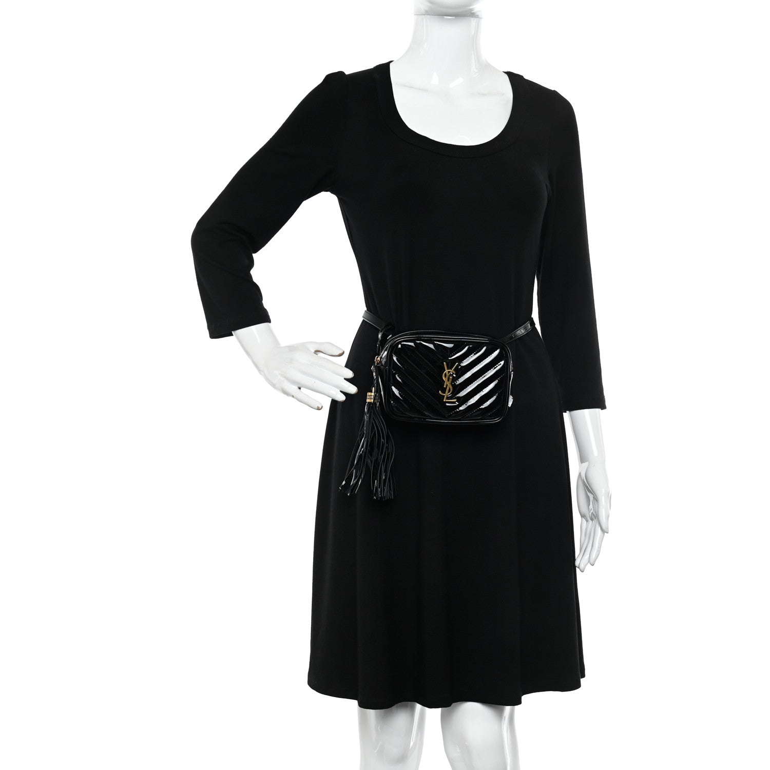 Saint Laurent Patent Matelasse Monogram Lou Belt Bag Black 2 of 12