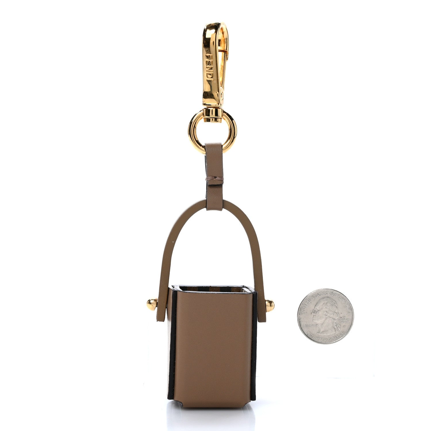 Fendi Vitello King Bucket Perfume Holder Key Charm Tortora 1479285