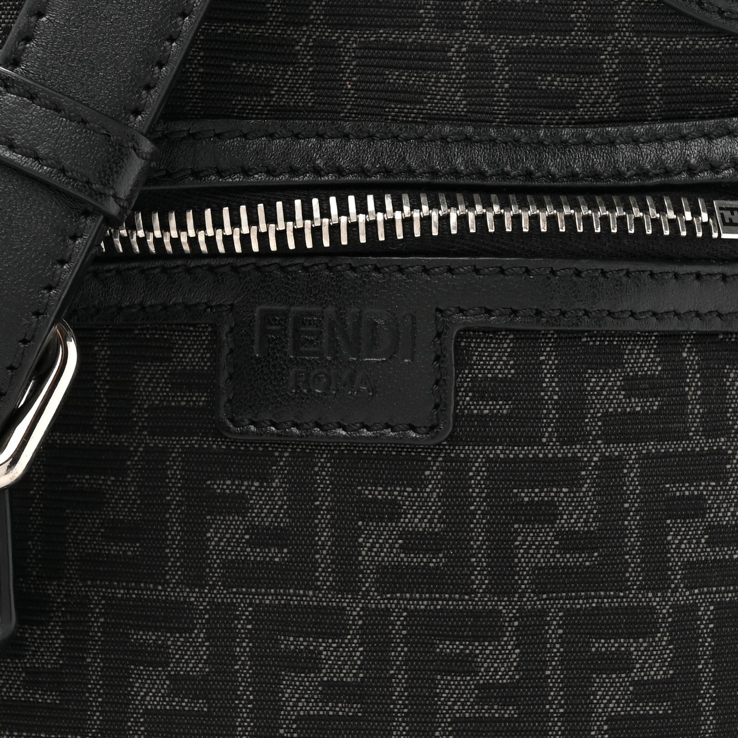 Recycled Fabric Jacquard Vitello Astro Micro FF Mini Trolley Bag Asfalto Black