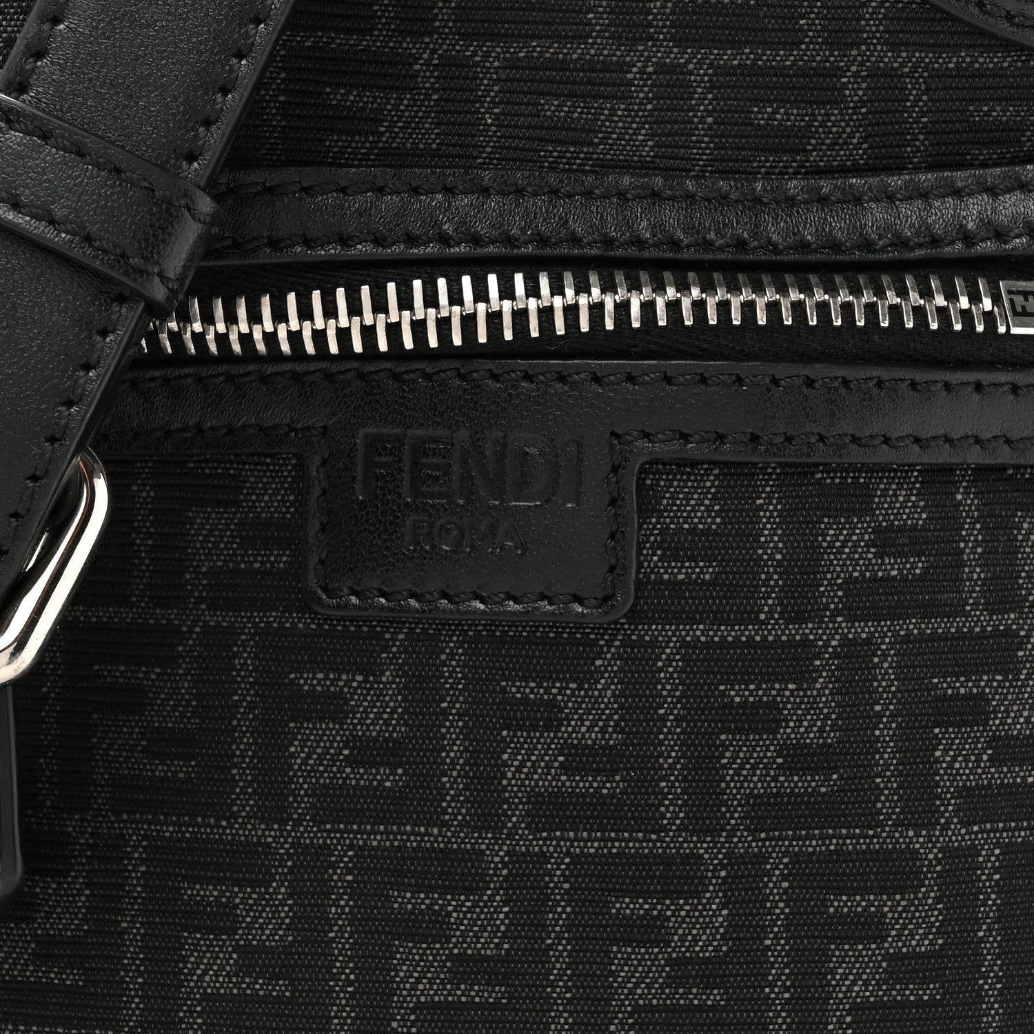 Fendi Recycled Fabric Jacquard Vitello Astro Micro FF Mini Trolley Bag Asfalto Black 8 of 11
