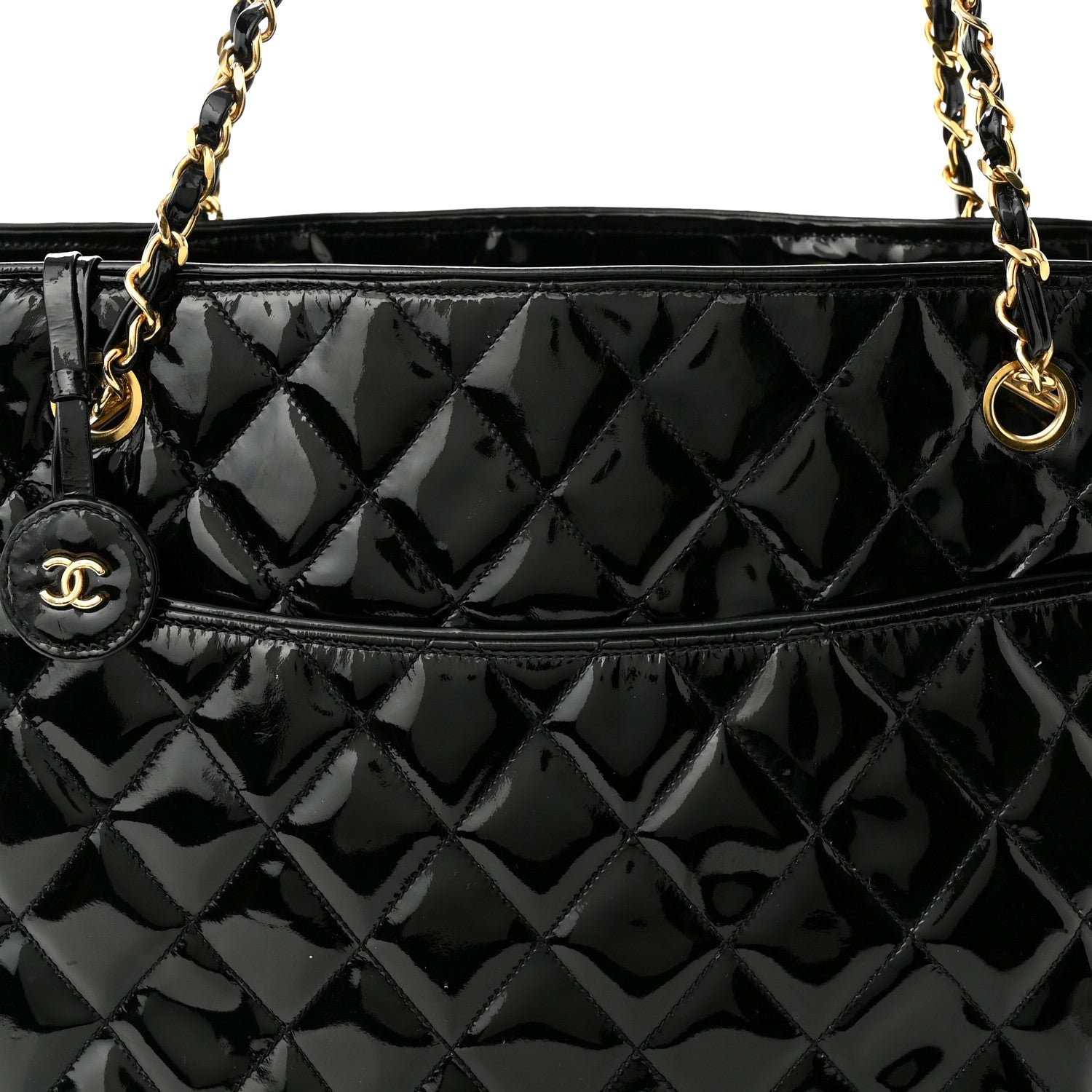Chanel Patent Quilted CC Shoulder Bag Black 9 of 11