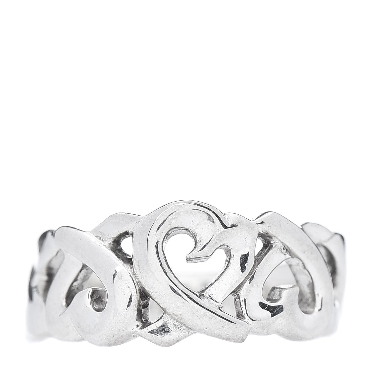 Tiffany Sterling Silver Paloma Picasso Loving Hearts Ring 53 6.25 1 of 8