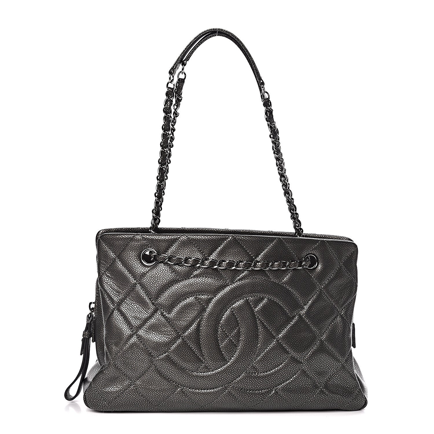 Chanel Metallic Caviar Quilted CC Tote Dark Silver 1 of 15