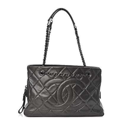 Chanel Metallic Caviar Quilted CC Tote Dark Silver 1 of 15