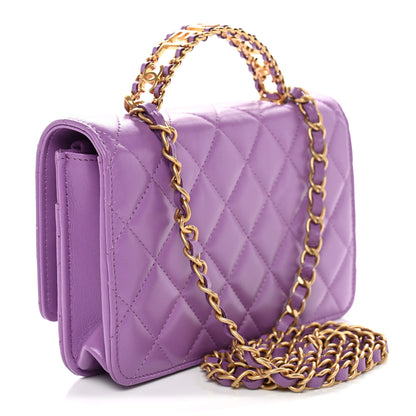Chanel Lambskin Quilted Pick Me Up Wallet On Chain WOC Purple 3 of 14