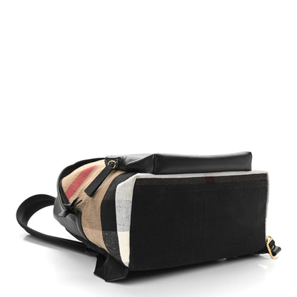 Burberry Mega Check Calfskin Abbeydale Simple Backpack Black Camel 4 of 10