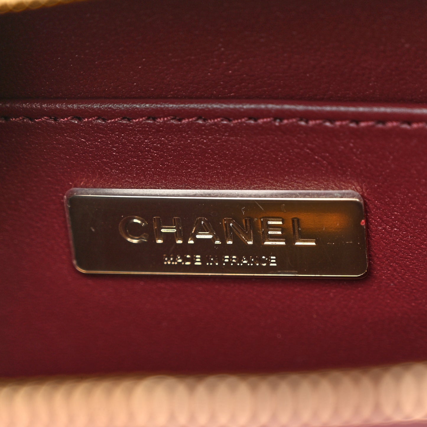 Calfskin Quilted Studded Square Vanity Case Burgundy