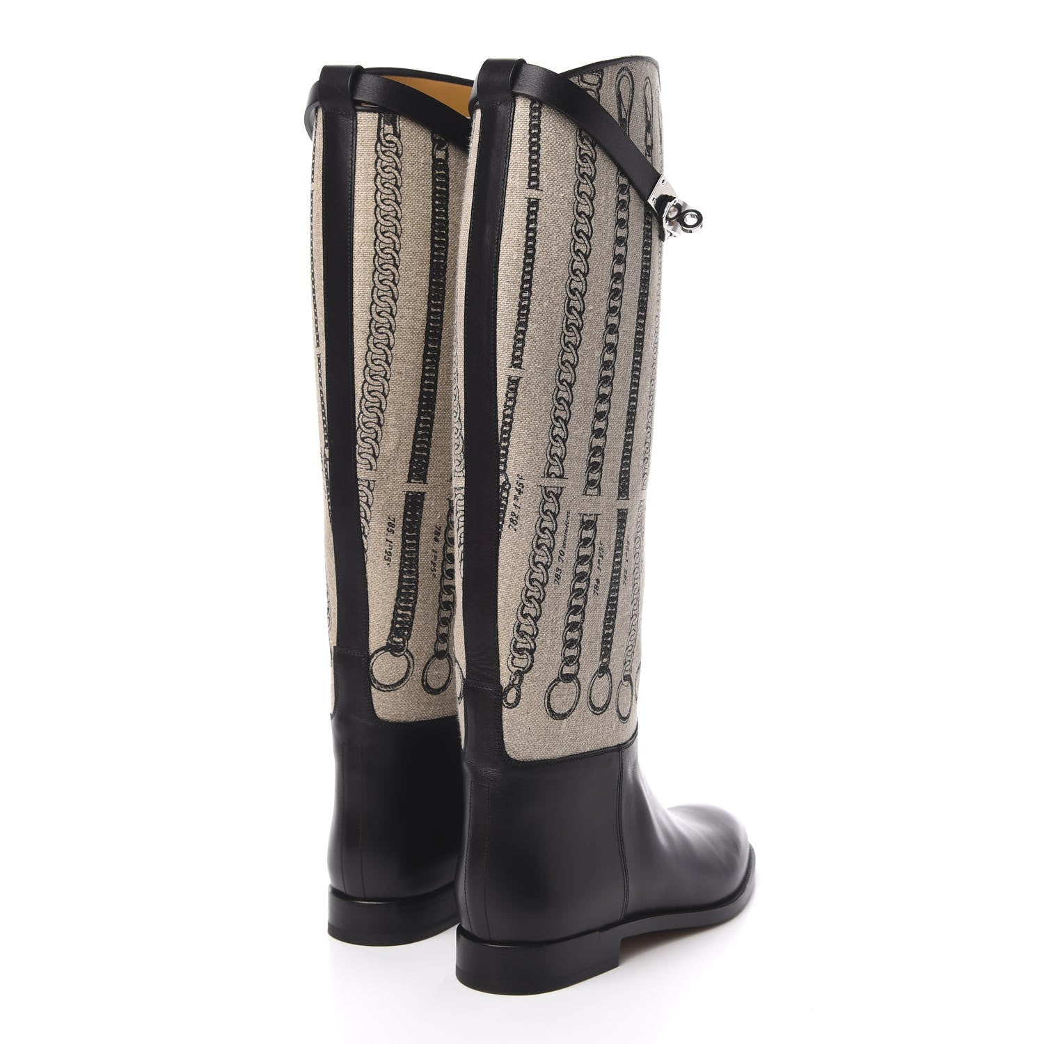 Hermes Box Camp Canvas String Dechainee Kelly Jumping Boots 38.5 Black 4 of 9