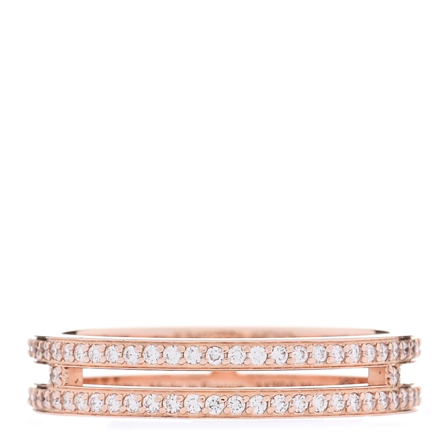 Hermes 18K Rose Gold Diamond Ariane Wedding Band Ring 51 5.75 1 of 6