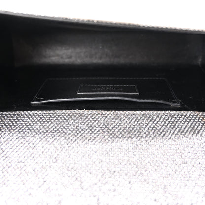 Saint Laurent Metallic Canvas Woven Medium Classic Monogram Kate Satchel Silver 13 of 13