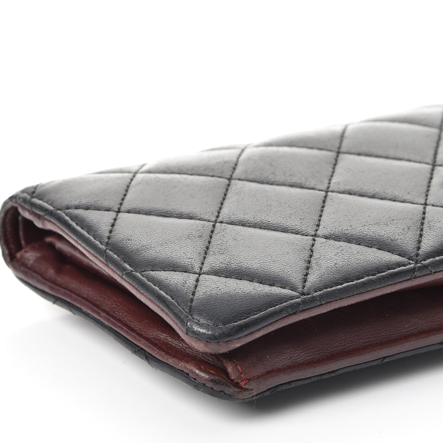 Lambskin Quilted Yen Wallet Black