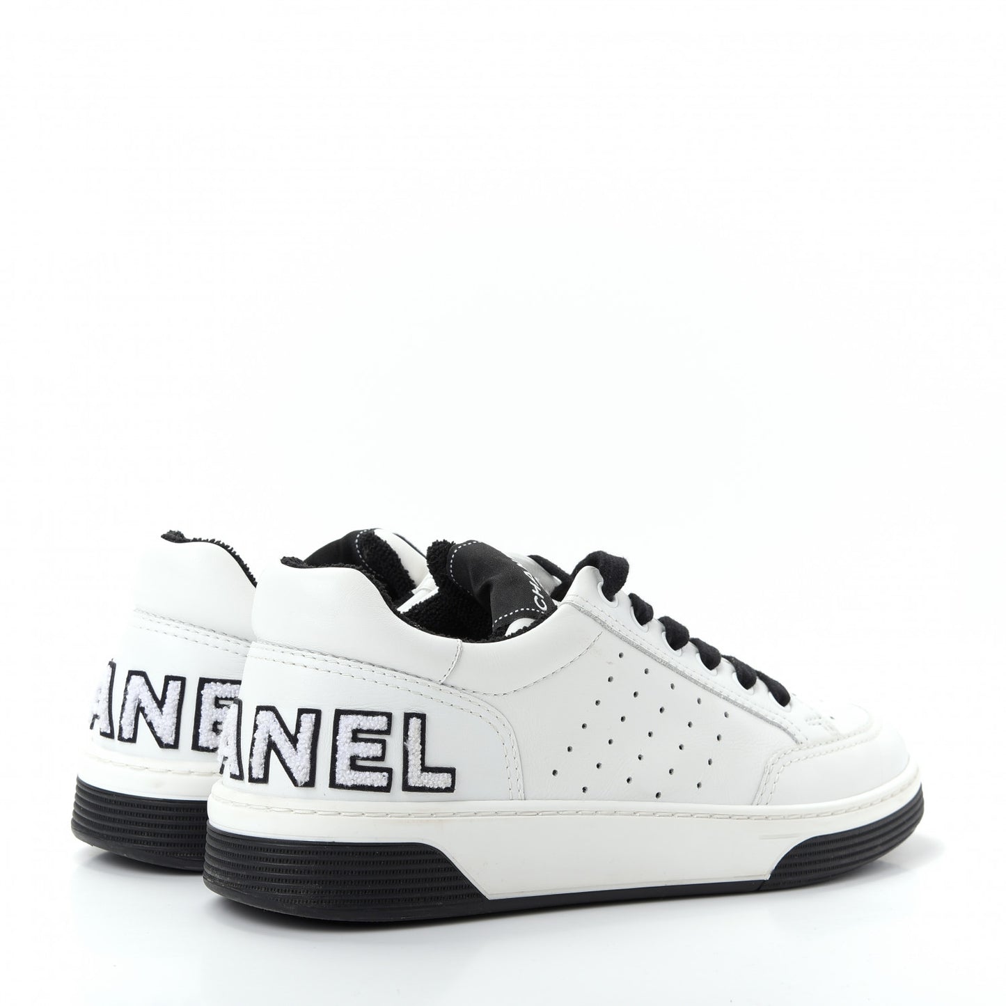 Calfskin Womens Logo Sneakers 40 Black White