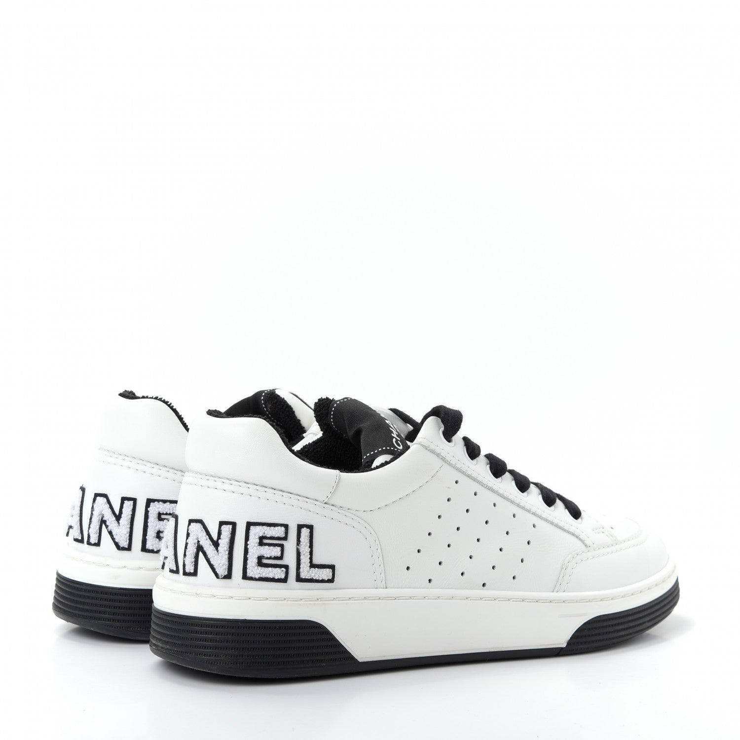 Chanel Calfskin Womens Logo Sneakers 40 Black White 4 of 11