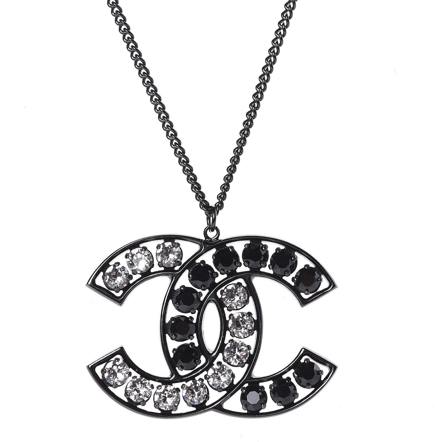 Chanel Ruthenium Crystal CC Necklace Black 4 of 5