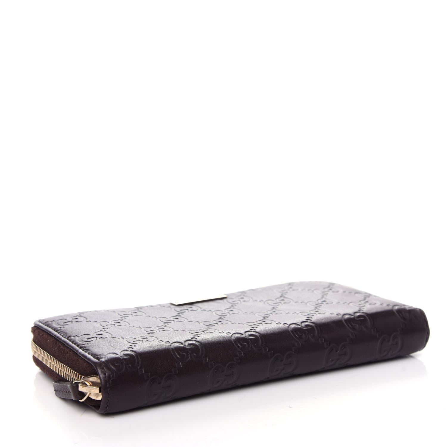 Gucci Guccissima Margaux Calfskin Metal Bar Zip Around Wallet Chocolate 4 of 7