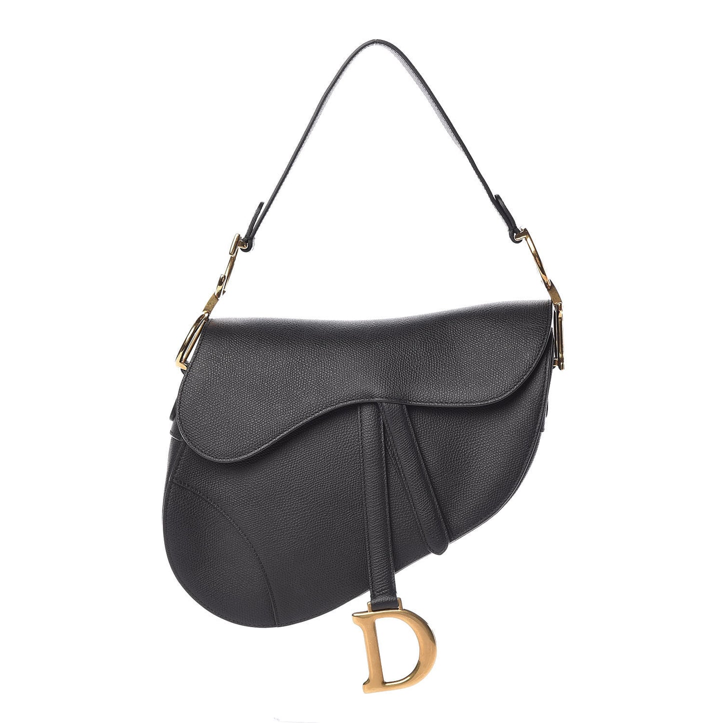 Grained Calfskin Saddle Bag Black