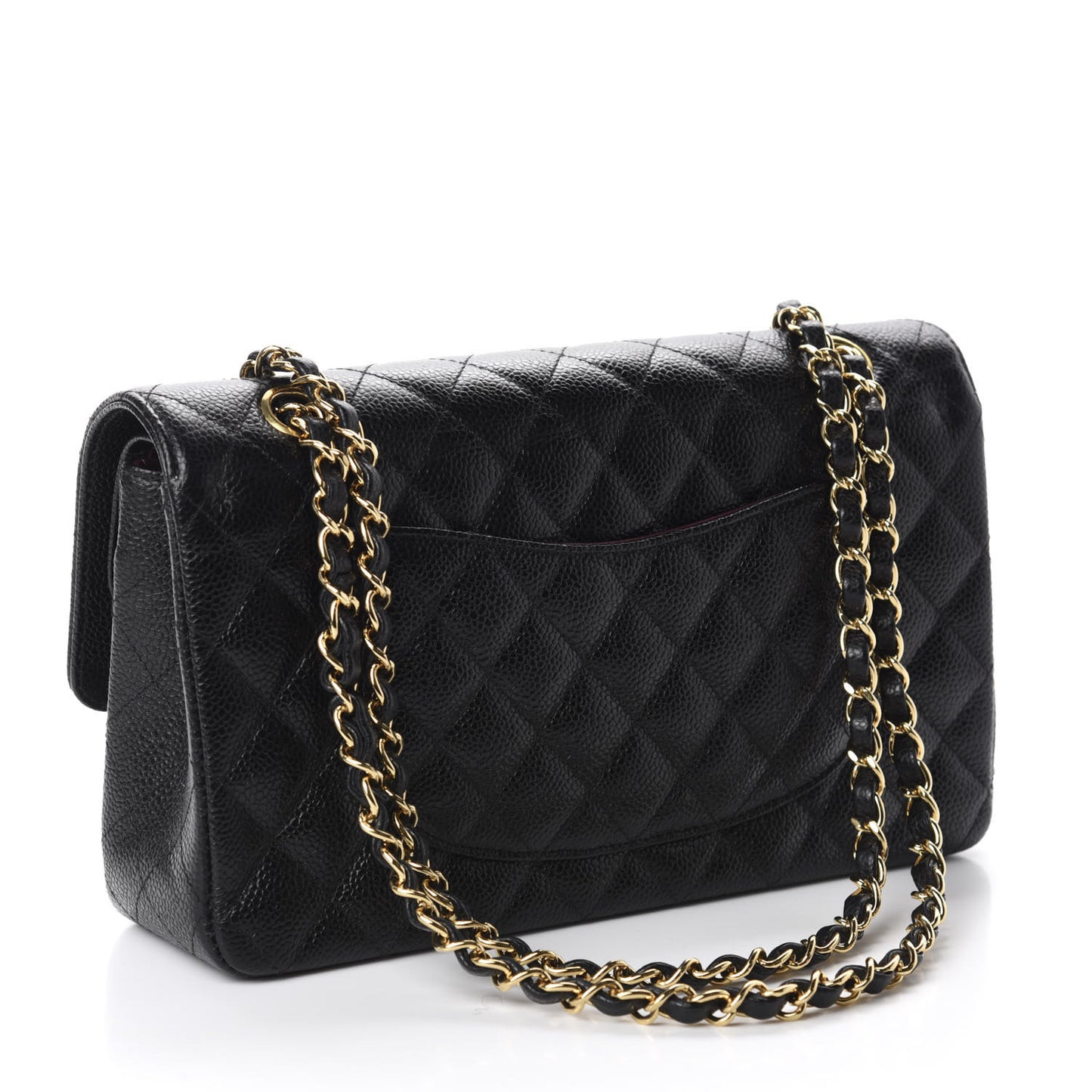Caviar Quilted Medium Double Flap Black