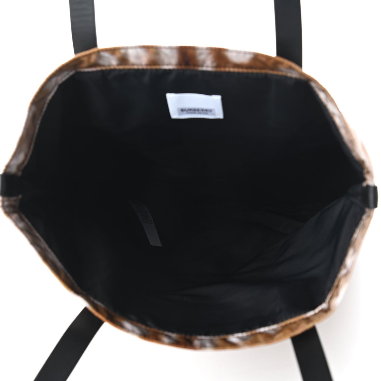 Nylon Deer Print Flat Tote Bag Black Brown