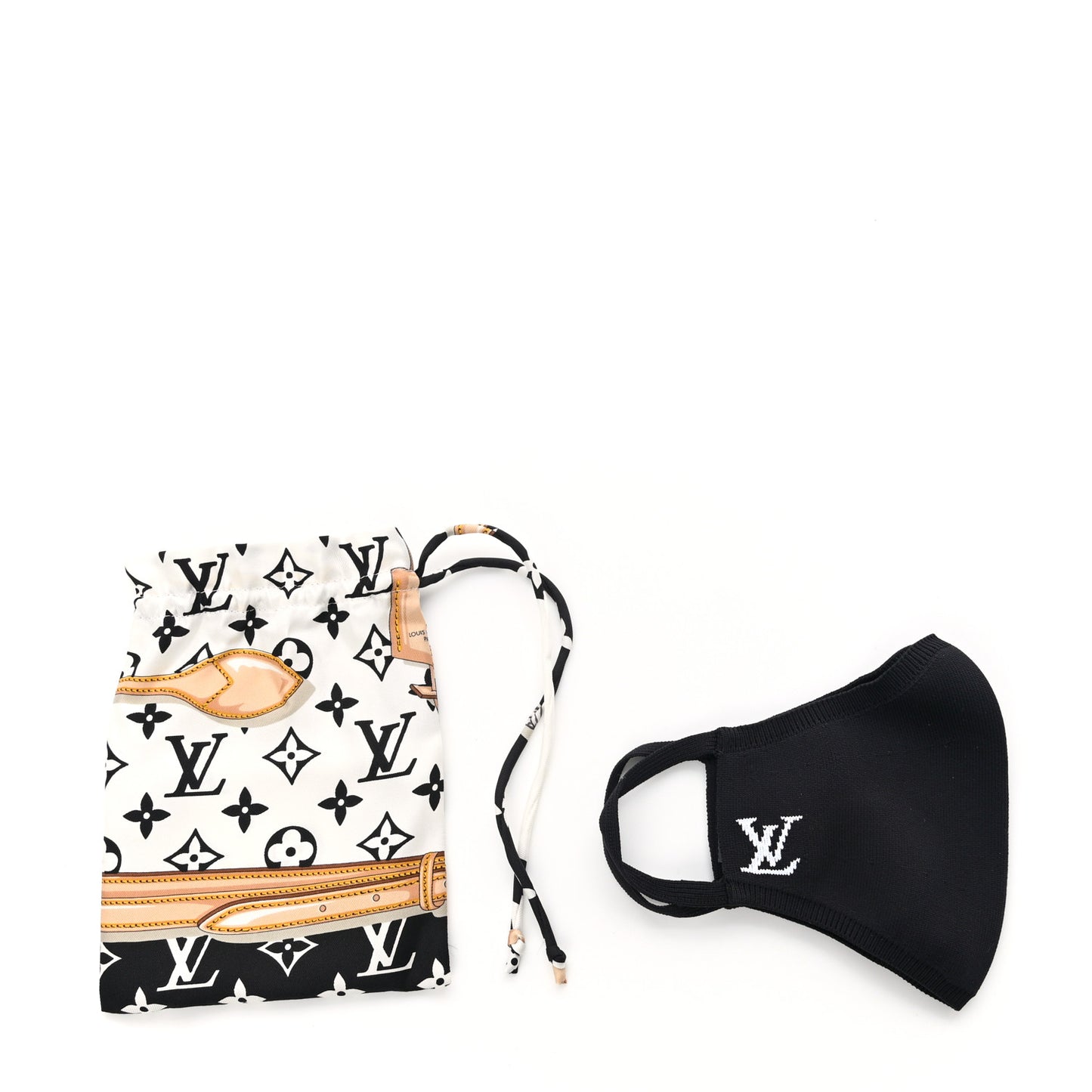 LV Initials Knit Face Mask Black