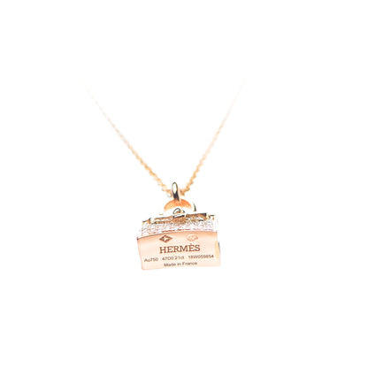 Hermes 18K Rose Gold Diamond Kelly Amulette Pendant Necklace 3 of 7