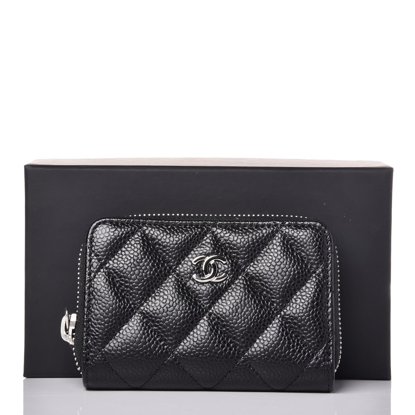 Caviar Quilted Zip Coin Purse Black