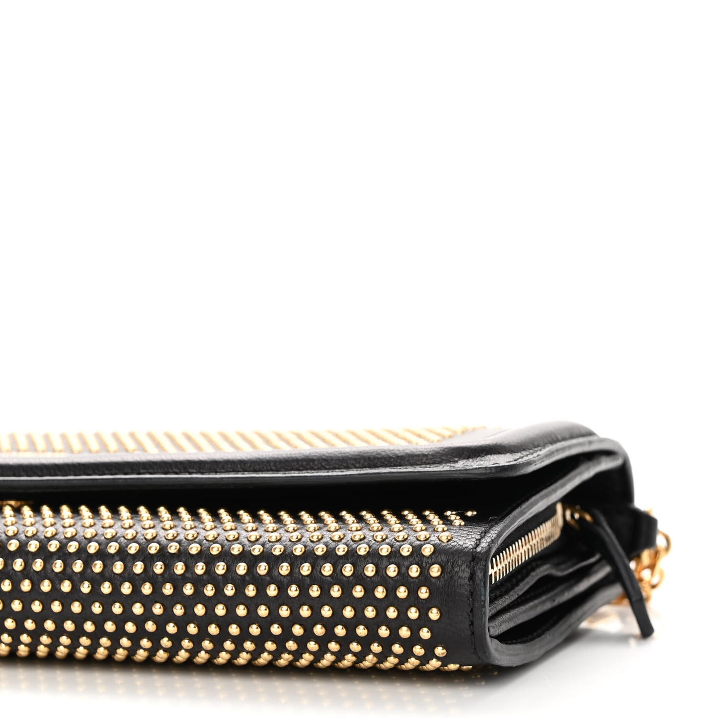 Calfskin Studded Wallet on Chain Black