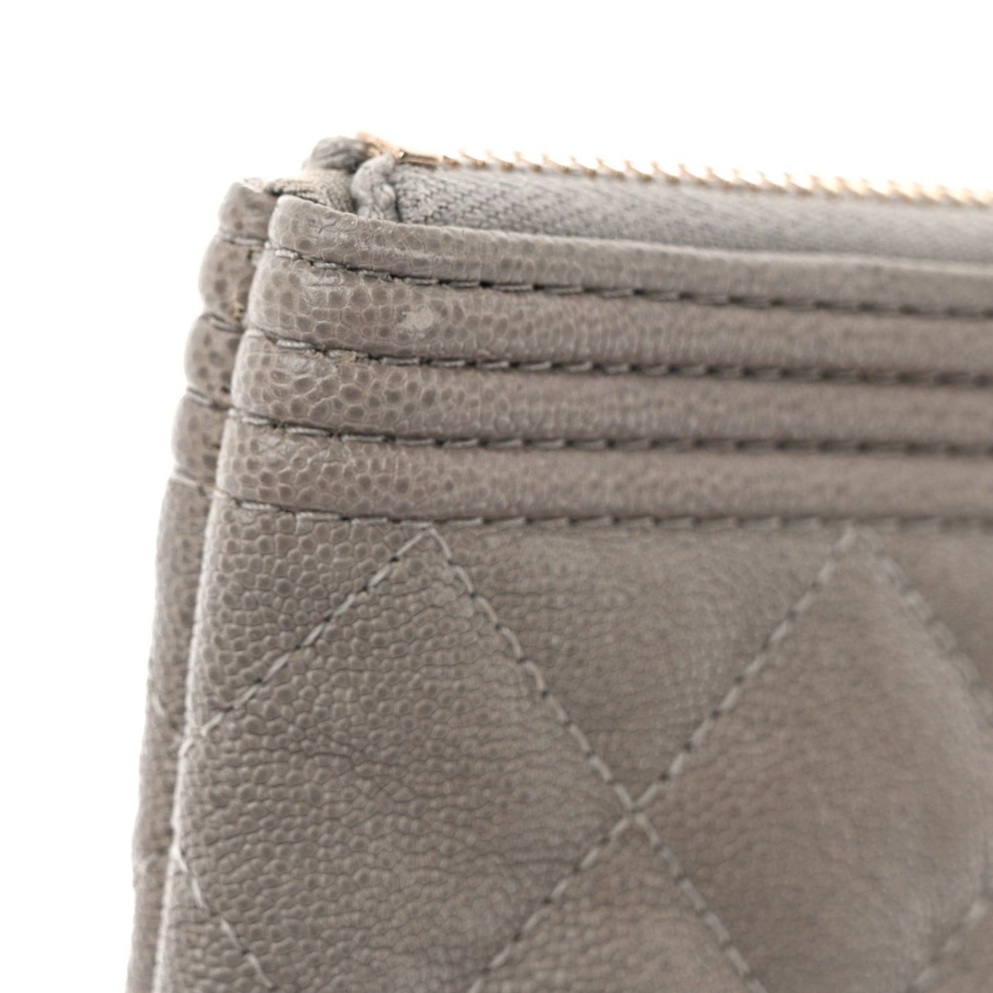 Caviar Quilted Medium Boy Cosmetic Case Grey