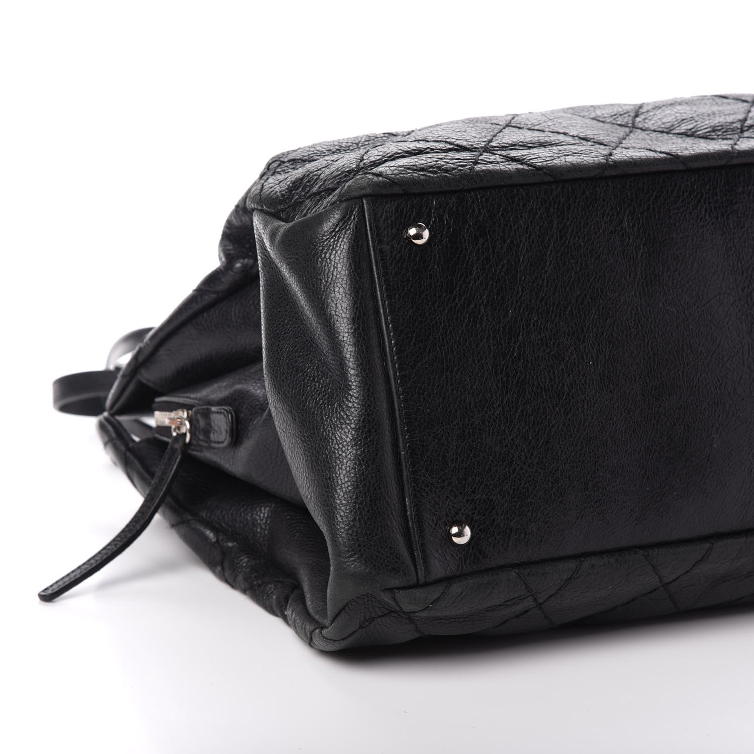 Chanel Glazed Calfskin Diamond Stitched XL On The Road Zip Tote Black 12 of 13