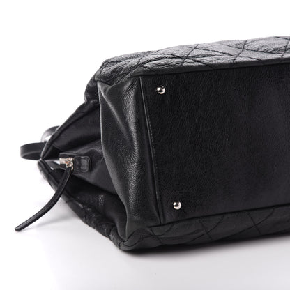 Chanel Glazed Calfskin Diamond Stitched XL On The Road Zip Tote Black 12 of 13